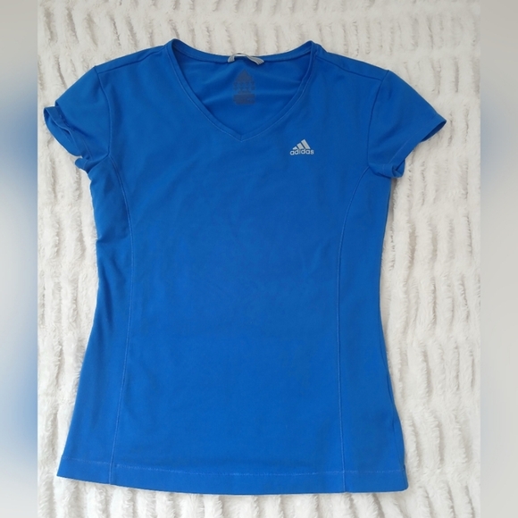 Adidas Climalite Shirt Womens Sky Blue Workout Gym Running Tee Vintage Y2K - Picture 2 of 3